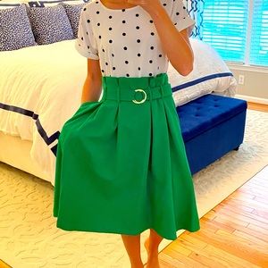 Jealous Tomato Green Midi Flare Skirt